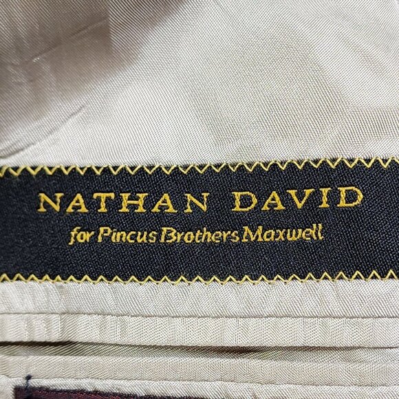 Vintage Plaid Wool Blazer Jacket Nordstrom Nathan David, Men's 40S - Picture 6 of 13